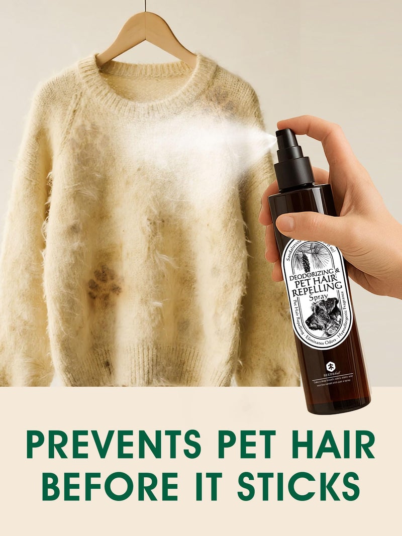 Seedshub 4-in-1 Pet Hair Repellent Spray, Pet Hair Dissolver & Odor Neutralize, Plant Based Enzymes, Safe for Pets, Clothes & Furniture, Refresh Pine Nut Scent, 13.52 fl oz, 2 Full Size Pack - Image 4
