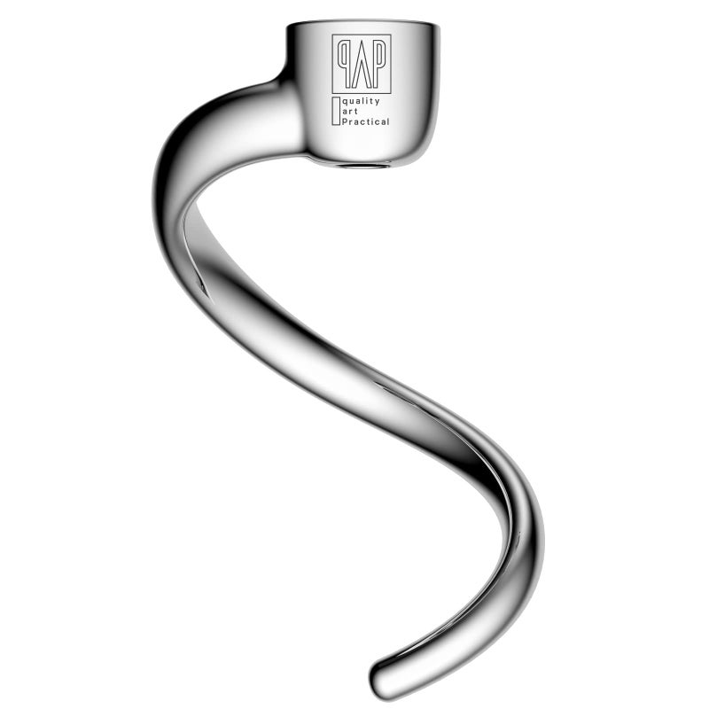 qAp quality art Practical بديل خطاف العجين الحلزوني من الفولاذ المقاوم للصدأ لخلّاطات كيتشين إيد 4.5QT و 5QT، مقاوم للصدأ وسهل التنظيف، عجن فعال للخبز، البيتزا، المعكرونة، البسكويت - Image 1
