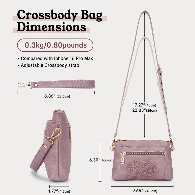 VIMUTI Vegan Leather Wristlet Wallet Purse for Women Small Clutch Purse with 2 Straps,Embossed Crossbody Cell Phone bag (Purple) - Image 3