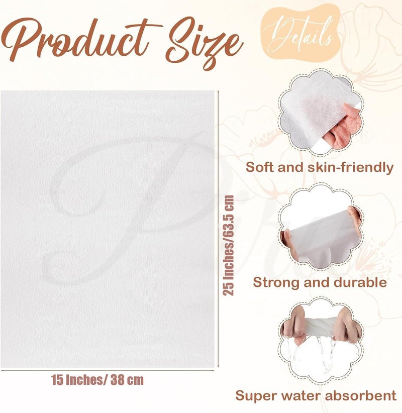 PIRU 10 pcs Disposable Hair Towels Large 25 x 15 Inch Disposable Bulk Hair Towels for Salon Bath Beauty Spa Barber Travel Gym, Absorbent Quick Dry, White - Image 2