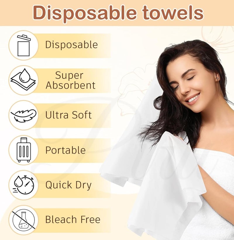 PIRU 10 pcs Disposable Hair Towels Large 25 x 15 Inch Disposable Bulk Hair Towels for Salon Bath Beauty Spa Barber Travel Gym, Absorbent Quick Dry, White - Image 3