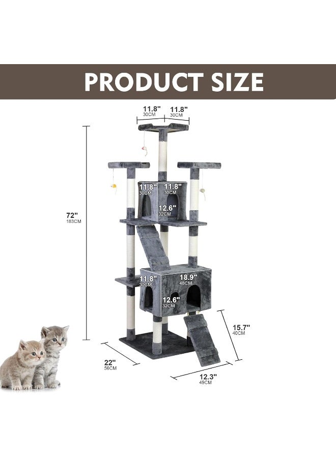 SKY-TOUCH برج شجرة القطط - قن دائمة للقطط مع أعمدة خدش من خيوط السيزال - منزل مريح للقطط، سلم ومنصات للراحة للاستخدام الداخلي - Image 4