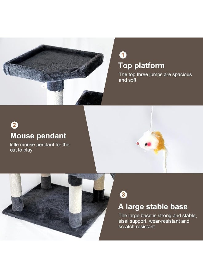 SKY-TOUCH - Cat Tree Tower, Cat Condo with Sisal Scratching Post,Activity Centre Cat Climbing Tree with Cat House, Sisal Posts, Ladder, and Rest Place for Indoor Cat（185x55x50cm） - Image 1