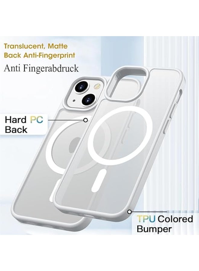 Magnetic iPhone 14 Plus Phone Case, [Compatible with Magsafe] Slim Fit Matte Design Shockproof Bumper Protective Drop Protection Girls Women Boys Men Cover for iPhone 14 Plus (white) - Image 2