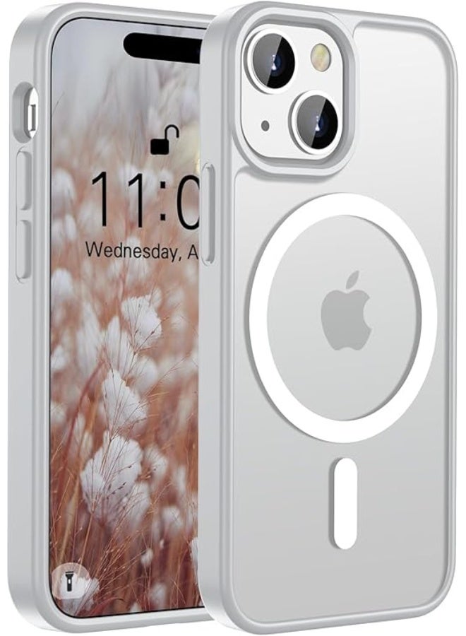 Magnetic iPhone 14 Plus Phone Case, [Compatible with Magsafe] Slim Fit Matte Design Shockproof Bumper Protective Drop Protection Girls Women Boys Men Cover for iPhone 14 Plus (white) - Image 1