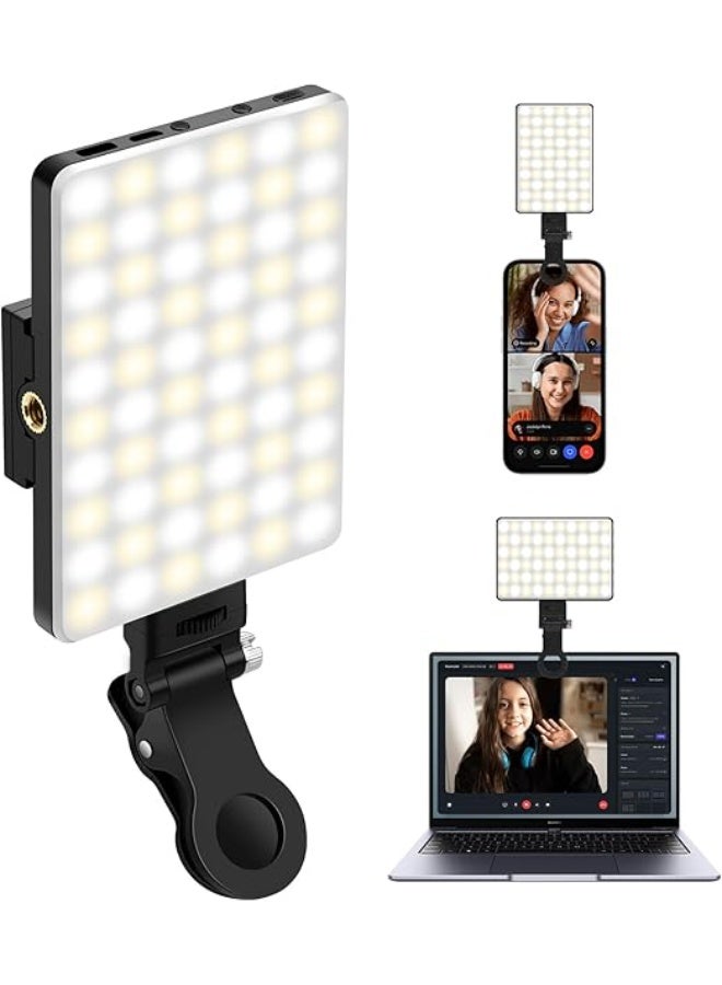 Portable Selfie Light – Rechargeable 60 LED Clip-On Fill Light with Front & Back Clip – 3 Brightness Modes for Phone, Laptop, Tablet & Video Calls - Image 1