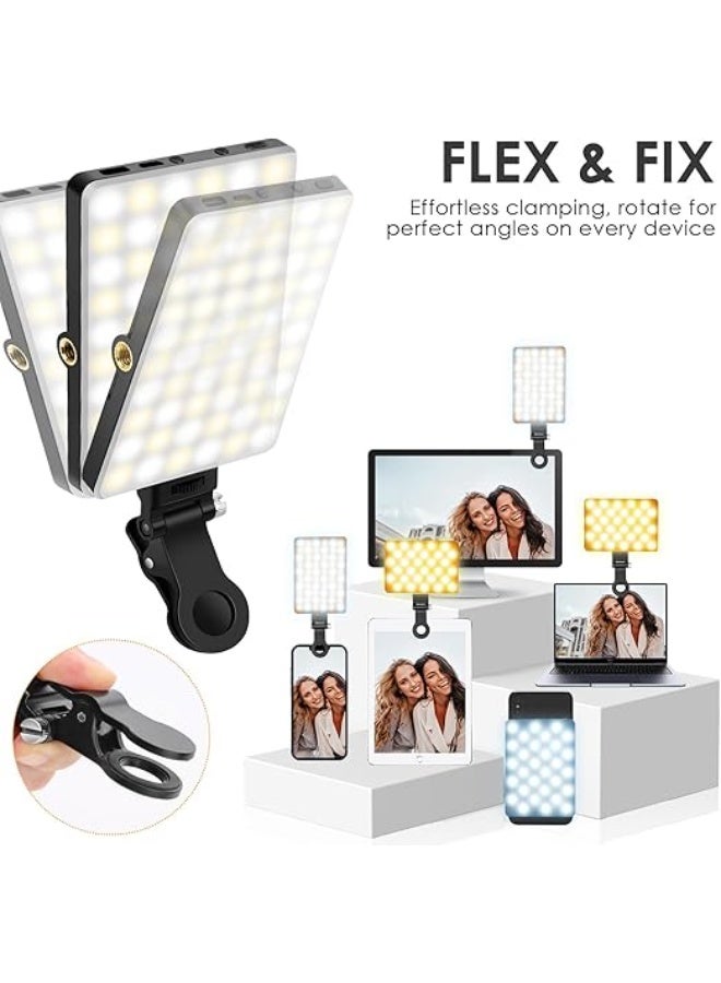Portable Selfie Light – Rechargeable 60 LED Clip-On Fill Light with Front & Back Clip – 3 Brightness Modes for Phone, Laptop, Tablet & Video Calls - Image 3