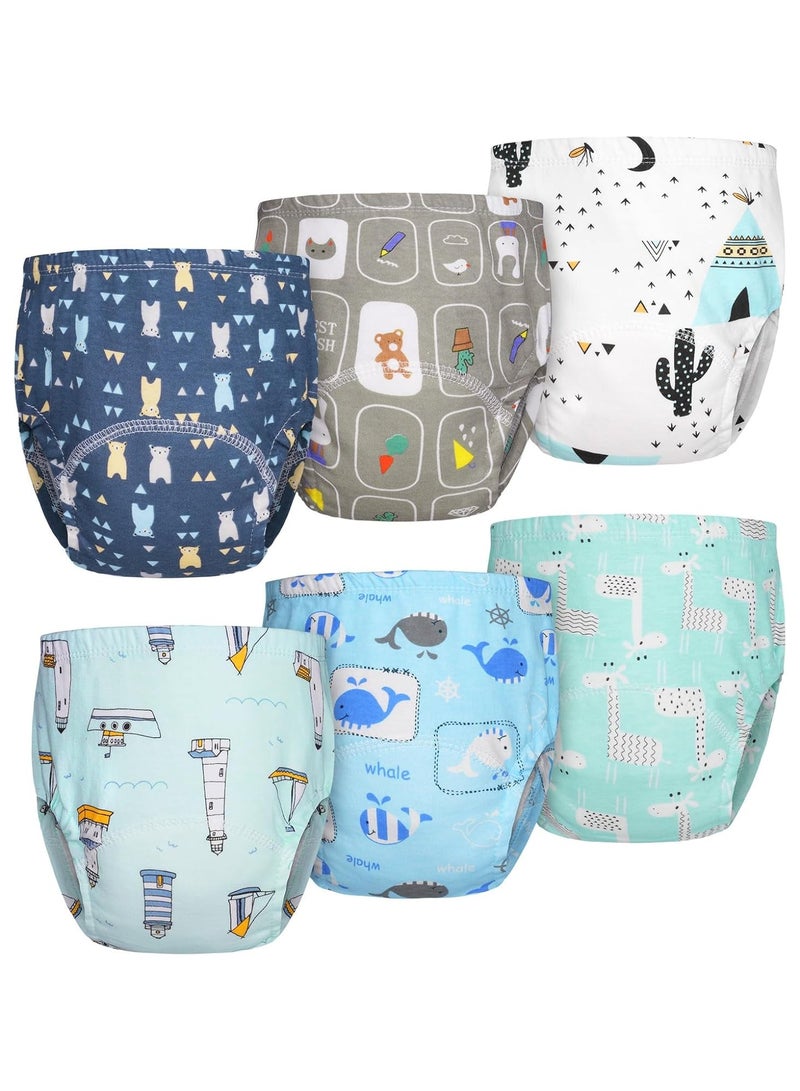 Potty Training Pants - 6 Packs Reusable Baby Toddler Underwear With Patterns for Boys, 100% Cotton Washable Toilet Training (L) - Image 1