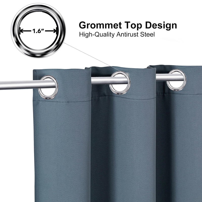 ChrisDowa Blackout Curtains 36 Inches Long for Living Room  Grommet Thermal Insulated Room Darkening Curtains for Bedroom (1 Panel Set  Stone Blue  52W x 36L) - Image 2