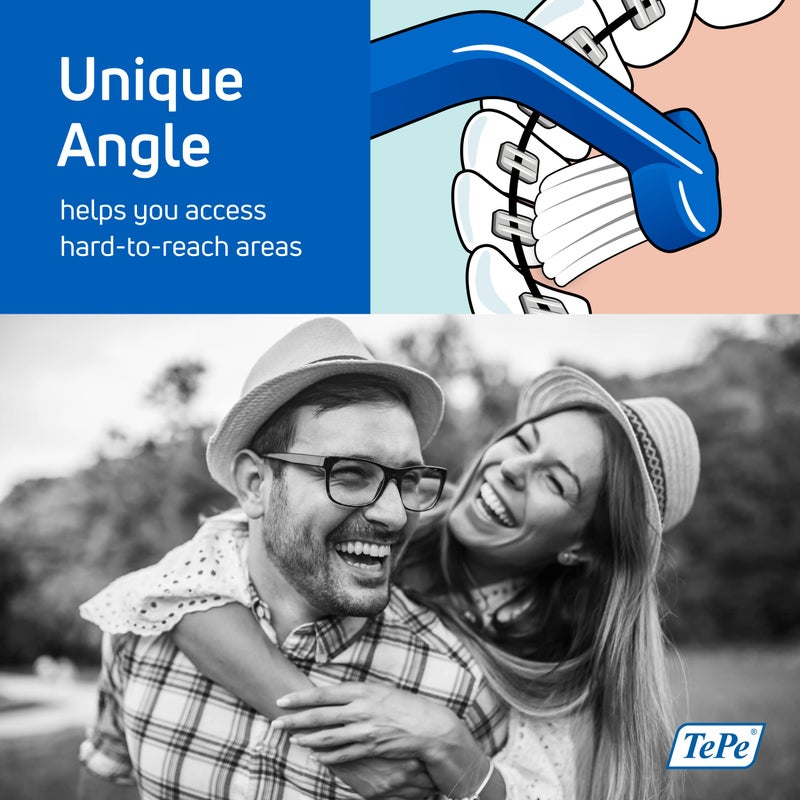 TePe Pack of 1 Universal Care Angled Soft-Bristle Toothbrush, Small-Head Orthodontic Toothbrush - Image 2