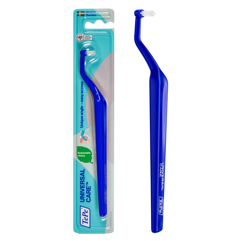 TePe Pack of 1 Universal Care Angled Soft-Bristle Toothbrush, Small-Head Orthodontic Toothbrush - Image 1