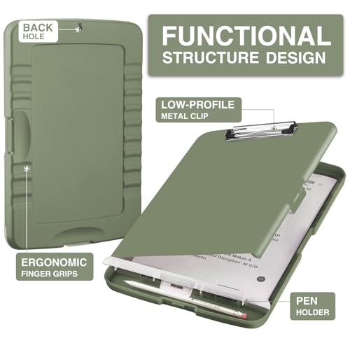 Sooez Clipboard with Storage, High Capacity Nursing Clip Board 8.5 x 11 with Pen Holder & Low Profile Clip, Plastic Clipboards Case Box, Teacher Must Haves School Office Supplies,Letter Size/ A4 - Image 2