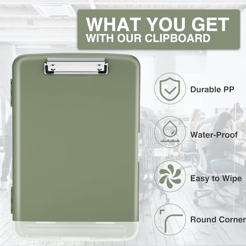 Sooez Clipboard with Storage, High Capacity Nursing Clip Board 8.5 x 11 with Pen Holder & Low Profile Clip, Plastic Clipboards Case Box, Teacher Must Haves School Office Supplies,Letter Size/ A4 - Image 4