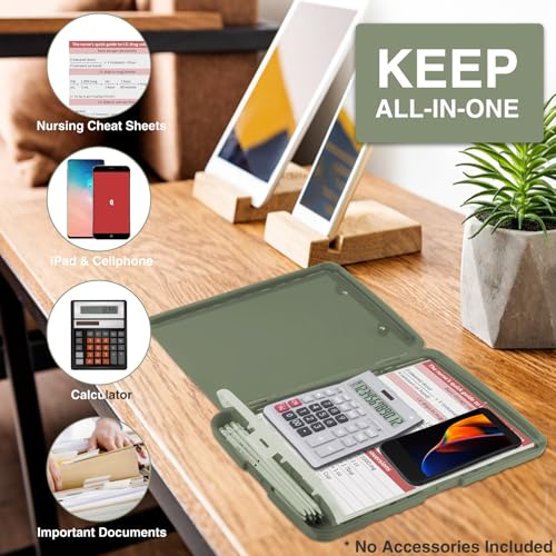 Sooez Clipboard with Storage, High Capacity Nursing Clip Board 8.5 x 11 with Pen Holder & Low Profile Clip, Plastic Clipboards Case Box, Teacher Must Haves School Office Supplies,Letter Size/ A4 - Image 5