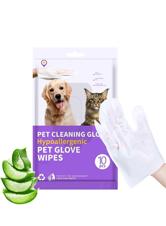 Bukela Pet Cleaning Wipes Gloves,Pet Deodorizing Wipes for Dogs Cats,Unscented Bathing Wipes for Dog/Cat,10 Pack Pet Grooming Gloves Wipes for Daily and Travel Use - Image 1