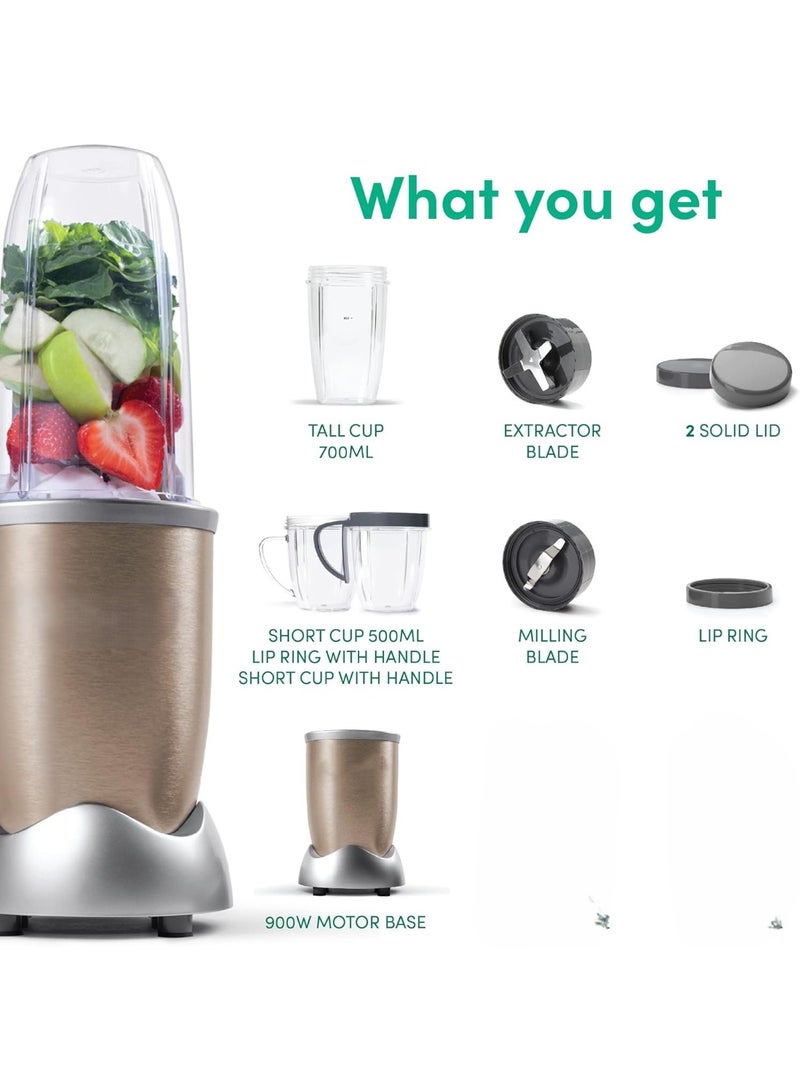 900W Professional Food Blender – Extract nutrients and prepare juices, smoothies, and supplements in seconds | High-speed, versatile blender with complete multi-colored cups and accessories - Image 4