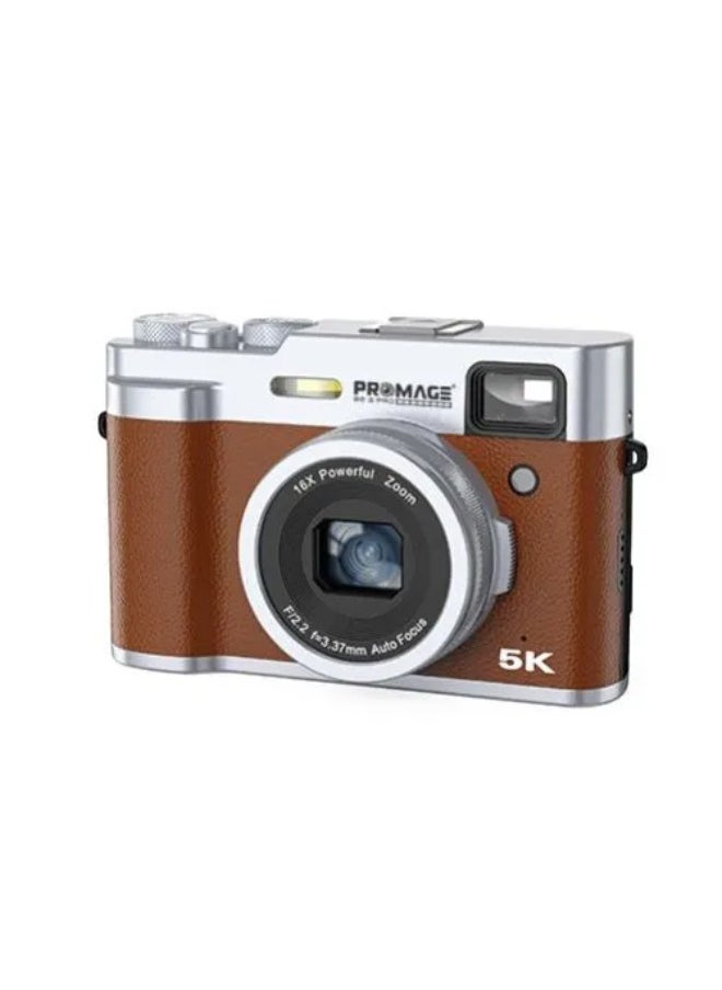 PROMAGE PROMAGE PC225 Digital Camera 48MP – Brown, 4K Video, 3.0″ Flip LCD Screen, 16X Digital Zoom, USB Type-C Rechargeable, Vlogging Camera  - Image 1
