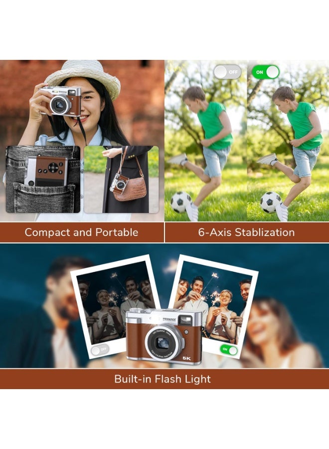 PROMAGE PROMAGE PC225 Digital Camera 48MP – Brown, 4K Video, 3.0″ Flip LCD Screen, 16X Digital Zoom, USB Type-C Rechargeable, Vlogging Camera - Image 4