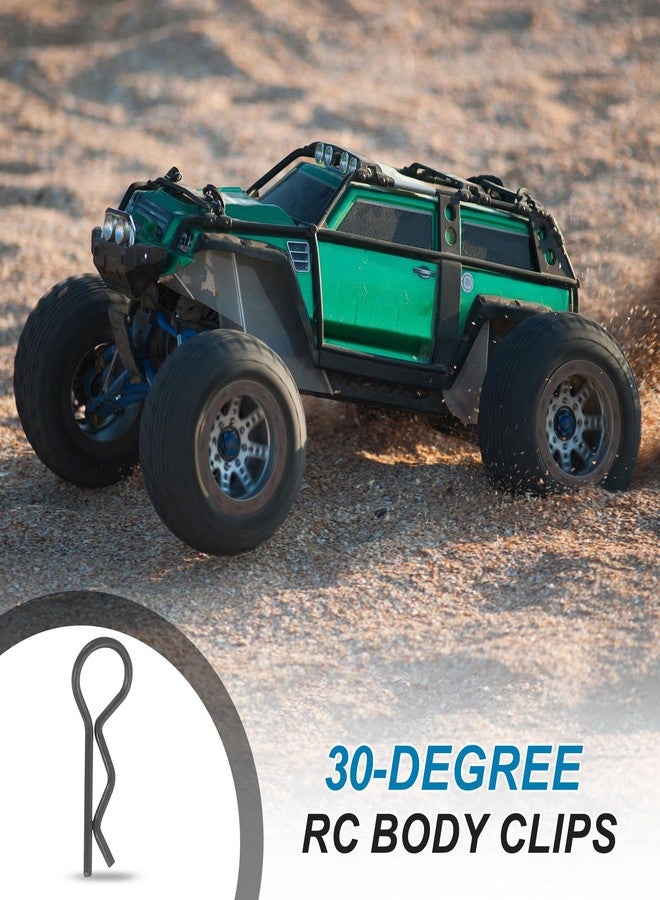 MECCANIXITY 10pcs 30-Degree Angle RC Body Clips Bent Springy R Pins 20x1.0x7.3mm for All 1/8 1/10 1/12 Scale Model RC Car Crawler Truck,Shell Replacement Parts(Black) - Image 4