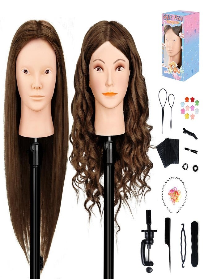 MYSWEETY Mannequin Head with Human Hair, 80% Real Hair 26'' Makeup Hairdressing Practice Training Head, Cosmetology Manikin Doll Head for Hair Styling with Clamp Holder and Tools - Image 1
