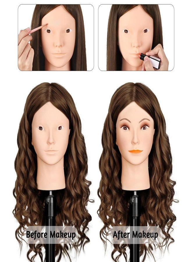 MYSWEETY Mannequin Head with Human Hair, 80% Real Hair 26'' Makeup Hairdressing Practice Training Head, Cosmetology Manikin Doll Head for Hair Styling with Clamp Holder and Tools - Image 3