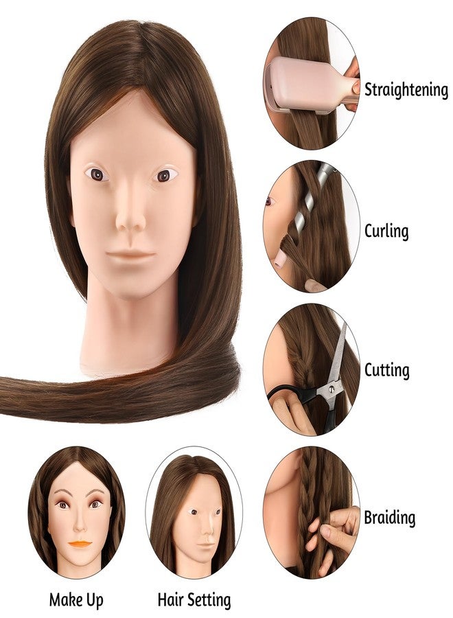MYSWEETY Mannequin Head with Human Hair, 80% Real Hair 26'' Makeup Hairdressing Practice Training Head, Cosmetology Manikin Doll Head for Hair Styling with Clamp Holder and Tools - Image 5