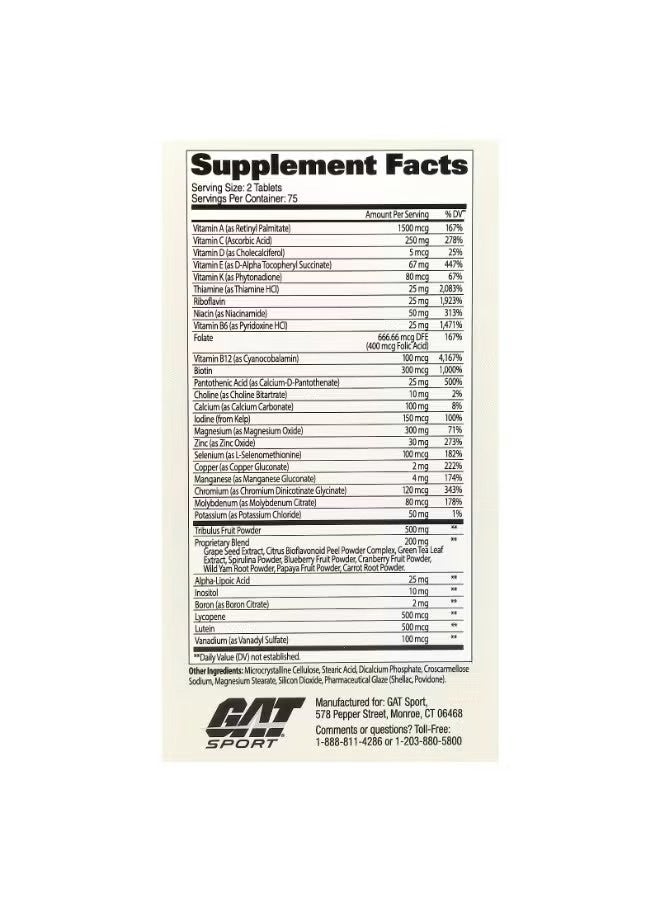 جي أيه تي سبورت مكمل غذائي متعدد الفيتامينات للرجال النشطين، يحتوي على 150 قرصًا، يكفي لمدة 75 يومًا. - Image 4