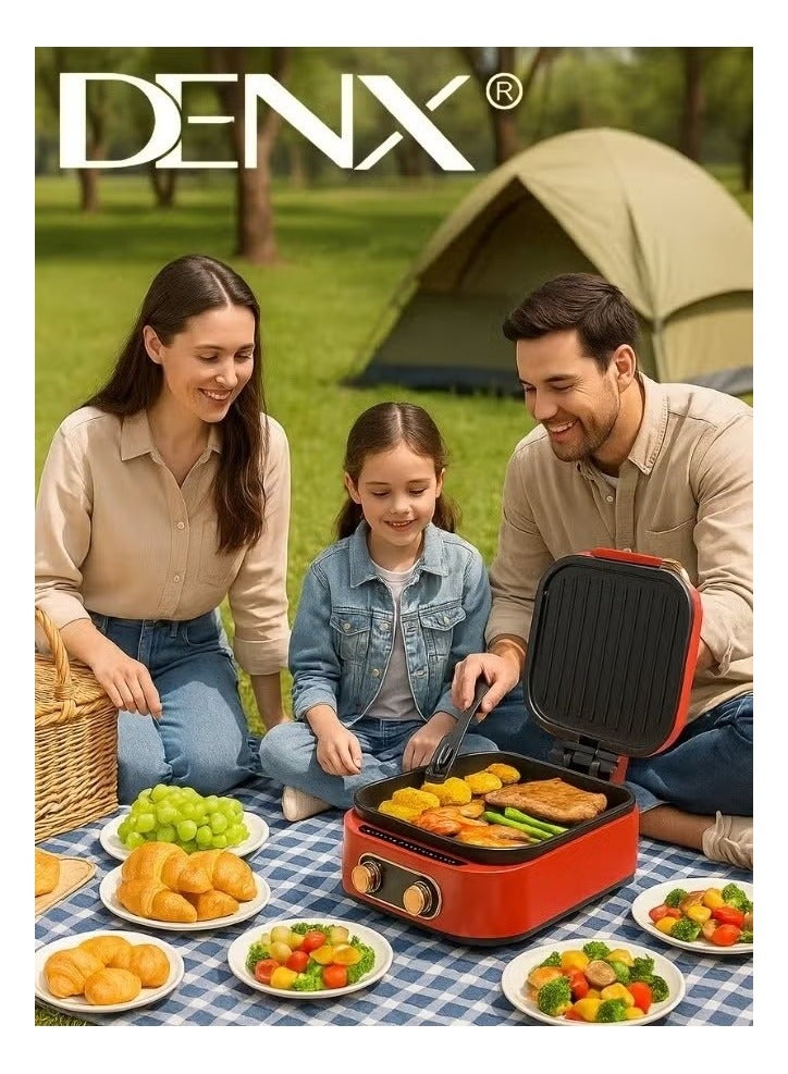 Denx 1800W 2.5L Multifunction Electric Grill with Adjustable Thermostat and Sauce Tray - Image 1