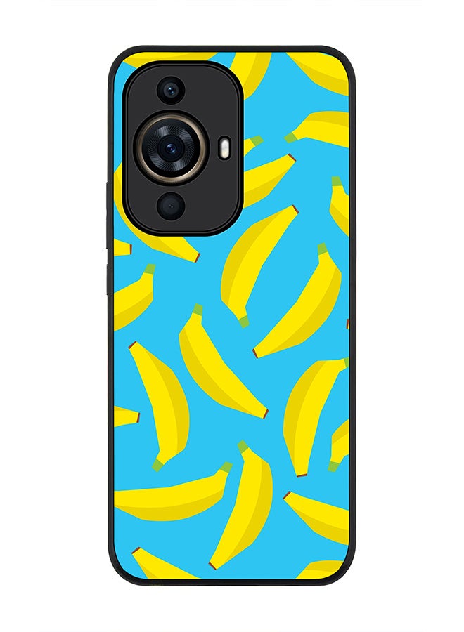Stylizedd Rugged Black Edge case for Huawei nova 11 Pro, Slim fit Soft Case Flexible Rubber Edges Anti Drop TPU Gel Thin Cover - Scattered Bananas - Image 1