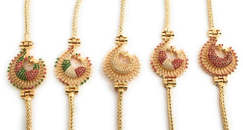 Sasitrends One Gram Micro Gold Plated Peacock Mugappu Chain for Women & Girls (Multi) - Image 5