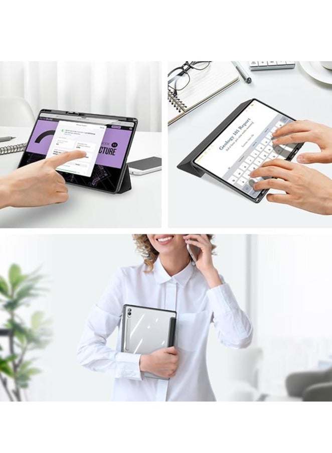 عام ملائم لجهاز سامسونج جالكسي تاب S9 الترا 14.6 بوصة 2023 (SM-X910/X916B/X918U/X900/X906) غلاف، مصنوع من الجلد الصناعي عالي الجودة وحافة TPU اللينة، بزاويا متعددة، مع وظيفة النوم/الاستيقاظ التلقائية. - Image 5