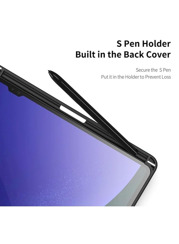 عام ملائم لجهاز سامسونج جالكسي تاب S9 الترا 14.6 بوصة 2023 (SM-X910/X916B/X918U/X900/X906) غلاف، مصنوع من الجلد الصناعي عالي الجودة وحافة TPU اللينة، بزاويا متعددة، مع وظيفة النوم/الاستيقاظ التلقائية. - Image 3