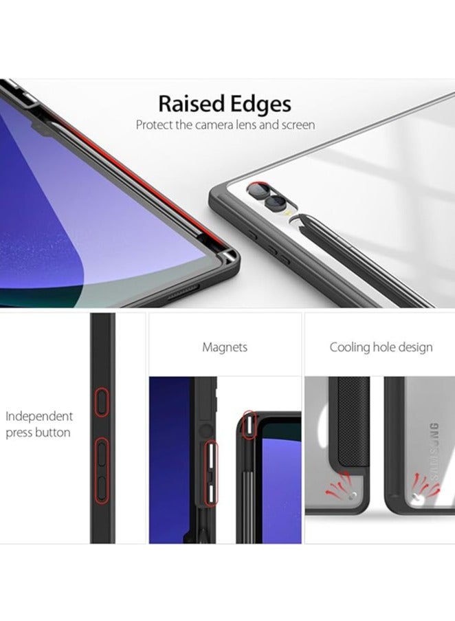 عام ملائم لجهاز سامسونج جالكسي تاب S9 الترا 14.6 بوصة 2023 (SM-X910/X916B/X918U/X900/X906) غلاف، مصنوع من الجلد الصناعي عالي الجودة وحافة TPU اللينة، بزاويا متعددة، مع وظيفة النوم/الاستيقاظ التلقائية. - Image 4