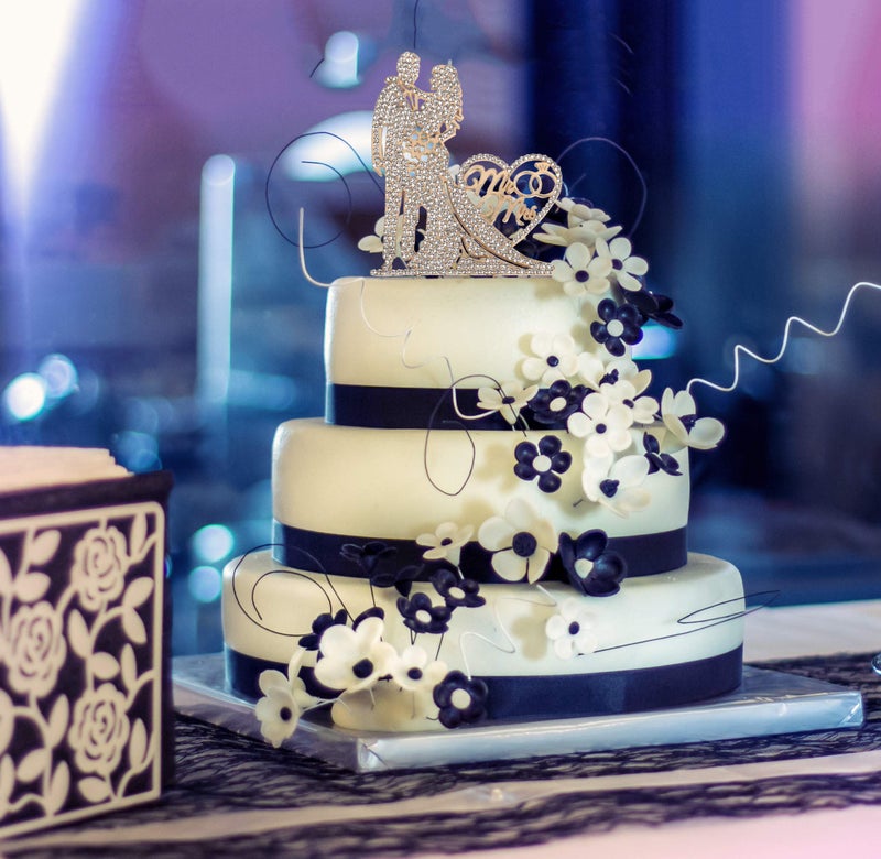 Hatcher lee Mr and Mrs Cake Topper Rhinestone Crystal Metal Love Wedding Cake Topper Funny Bride and Groom, Gold - Image 5
