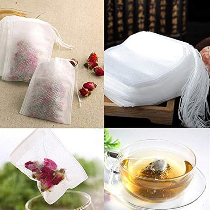 U/D Blue Jw Disposable Drawstring Tea Filter Bags  Empty Non Woven Fabric Spice Filters Teabags 300 Pcs - Image 3
