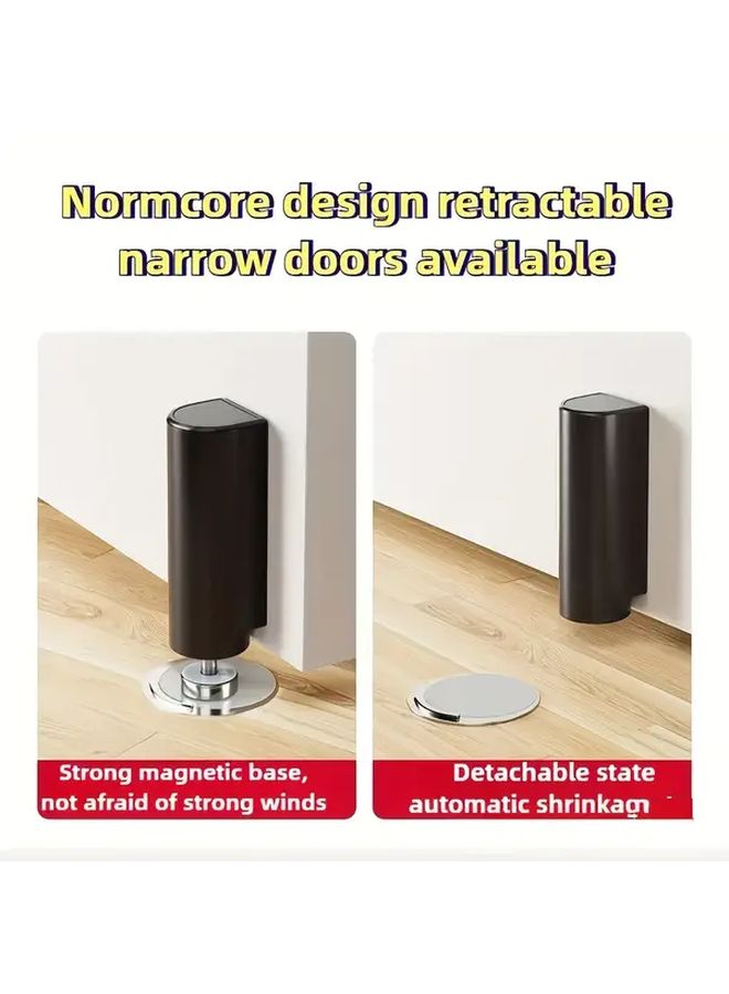 Ultra Narrow Magnetic Door Stop Silent Anti Collision No Drill Installation Wind Resistant Adjustable Height Heavy Duty Metal Construction Bathroom Hotel Office Modern Minimalist Design White - Image 4