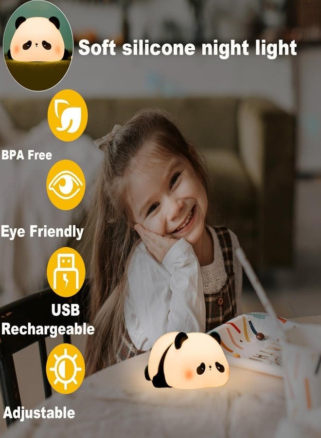 Wosta Kids Night Light Cute Panda,Silicone Nursery Lamp for Baby and Toddler,Animal Night Light for Boys and Girls,Squishy Night Light for Bedroom,Cute Night Light for Kids Room (Sleep Panda) - Image 3
