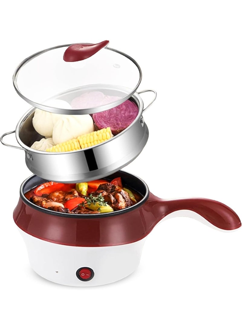 Kimaya 1.8L Electric Cooker with Steamer Pot, Non-Stick Bottom & Dual Layer – Fast Heating Mini Cooker for Eggs, Noodles, Soup, Dumplings, and More – Easy to Use, Portable Hot Pot for Home and Travel - Image 1