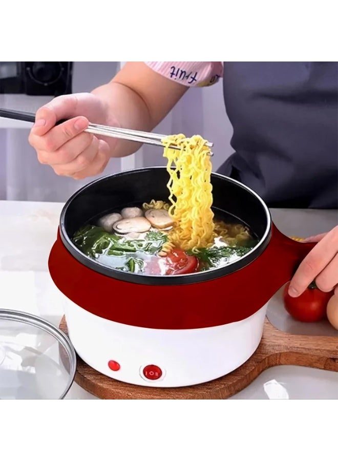 Kimaya 1.8L Electric Cooker with Steamer Pot, Non-Stick Bottom & Dual Layer – Fast Heating Mini Cooker for Eggs, Noodles, Soup, Dumplings, and More – Easy to Use, Portable Hot Pot for Home and Travel - Image 3