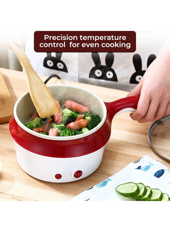 Kimaya 1.8L Electric Cooker with Steamer Pot, Non-Stick Bottom & Dual Layer – Fast Heating Mini Cooker for Eggs, Noodles, Soup, Dumplings, and More – Easy to Use, Portable Hot Pot for Home and Travel - Image 4