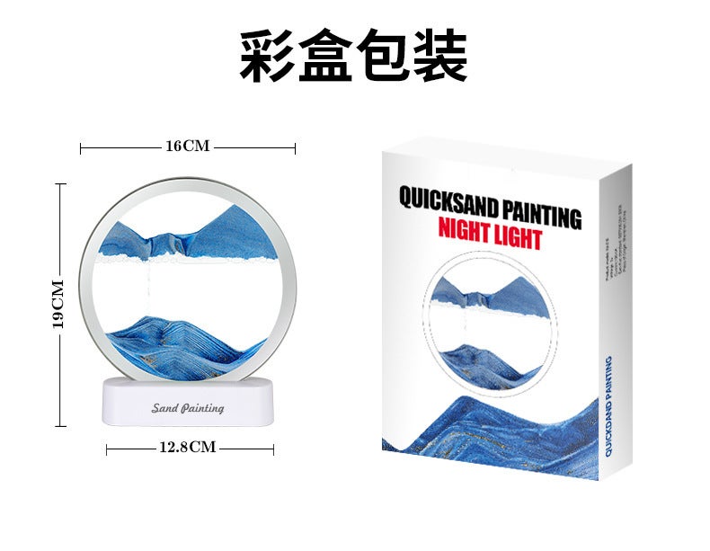 Creative 3D quicksand painting night light home desktop decoration ornament atmosphere hourglass lamp bedroom bedside small table lamp - Image 2