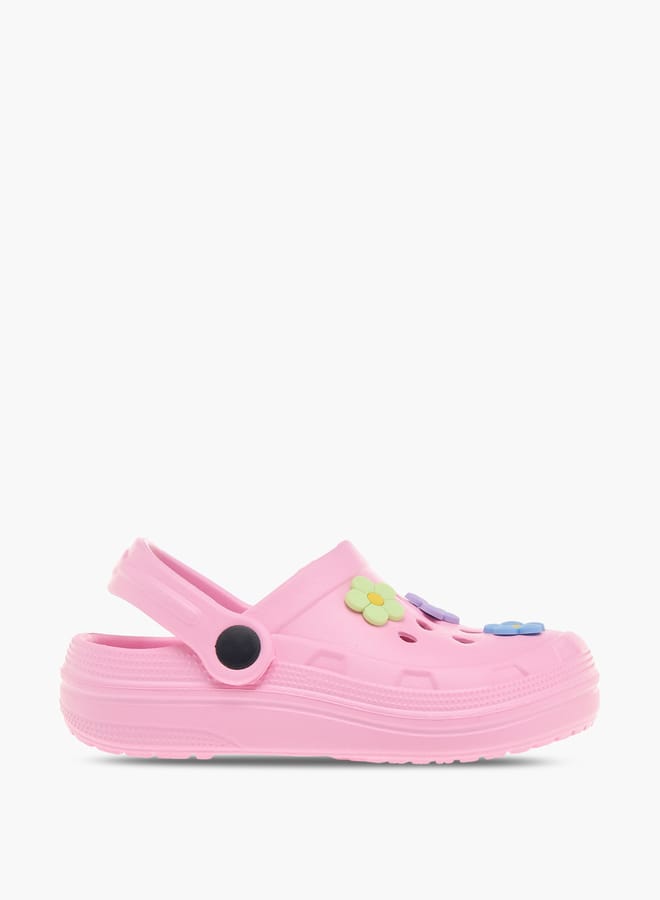 Flora Bella By Shoexpress Girls Floral Accent Clogs with Backstrap  - Image 3