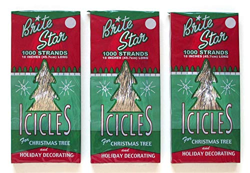 Brite Star Tinsel Icicles Silver 3 Packages 1000 count each