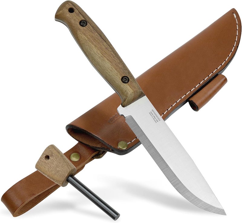 BPSKNIVES Adventurer - Bushcraft Knife - Fixed-Blade Carbon Steel Knife with Leather Sheath and Firestarter - Outdoor Full Tang Knives - Camping Knives - Survival Tactical Camp Knives - Image 1