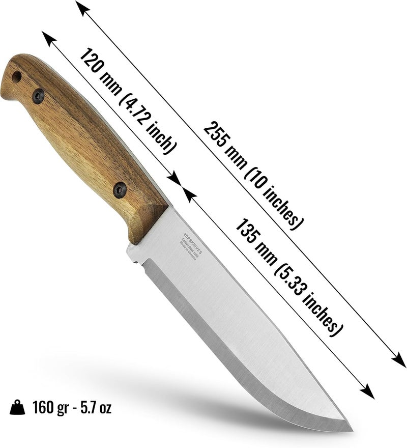 BPSKNIVES Adventurer - Bushcraft Knife - Fixed-Blade Carbon Steel Knife with Leather Sheath and Firestarter - Outdoor Full Tang Knives - Camping Knives - Survival Tactical Camp Knives - Image 5