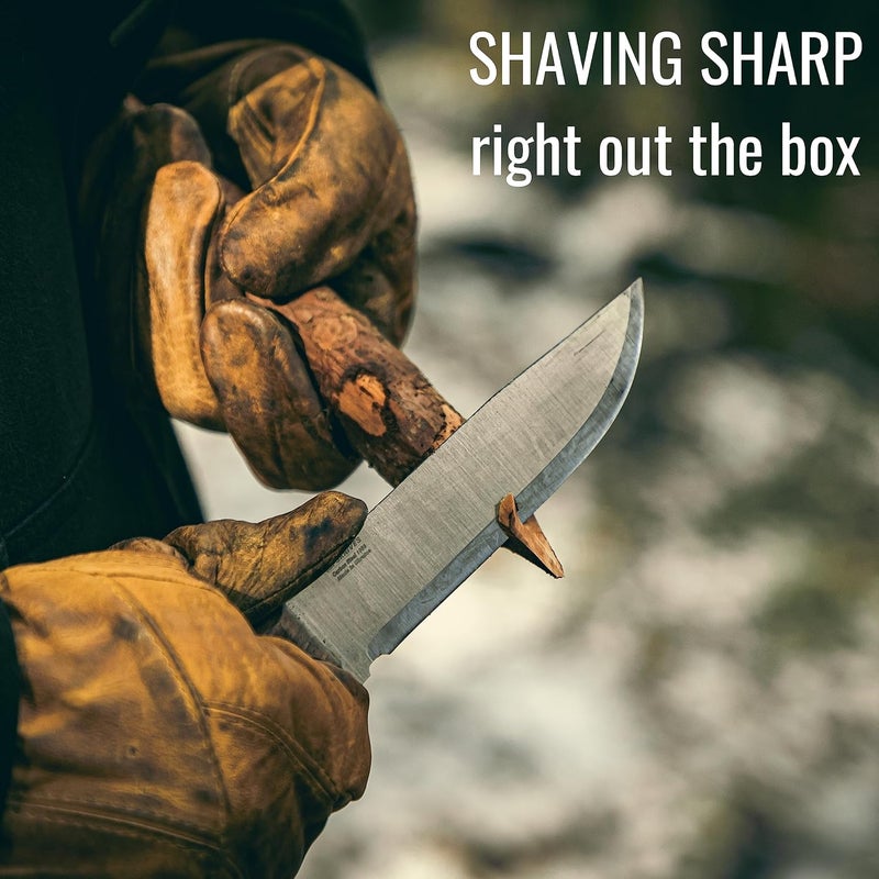 BPSKNIVES Adventurer - Bushcraft Knife - Fixed-Blade Carbon Steel Knife with Leather Sheath and Firestarter - Outdoor Full Tang Knives - Camping Knives - Survival Tactical Camp Knives - Image 3