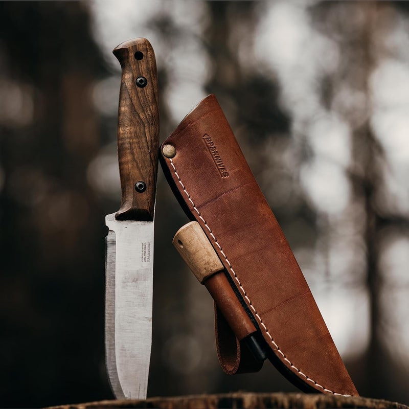 BPSKNIVES Adventurer - Bushcraft Knife - Fixed-Blade Carbon Steel Knife with Leather Sheath and Firestarter - Outdoor Full Tang Knives - Camping Knives - Survival Tactical Camp Knives - Image 4