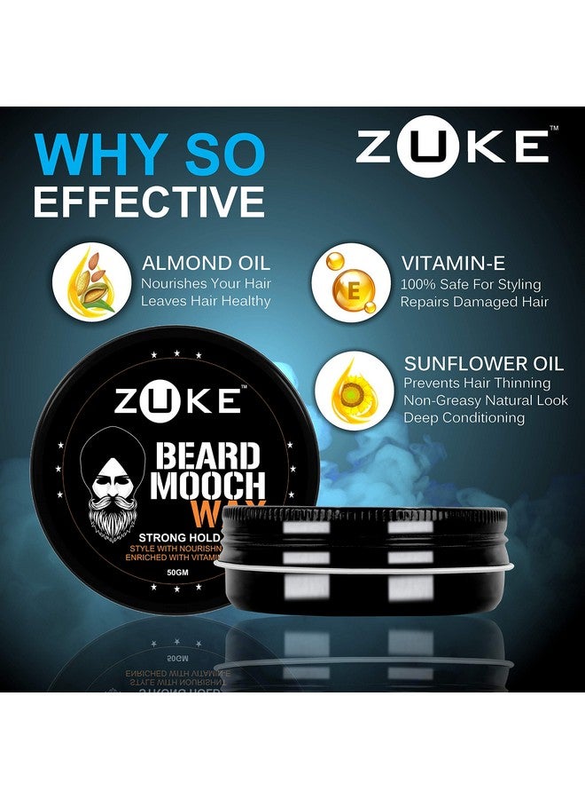Zuke Beard & Mooch Wax For Strong Hold - With Vitamin-E, Almond Oil & Sunflower Oil (50G) - Image 4