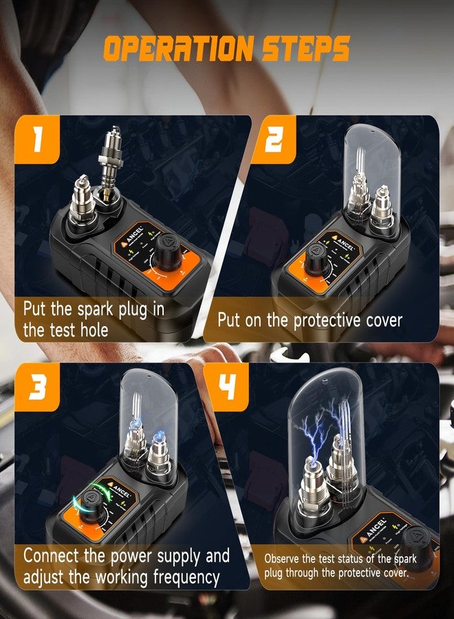 أنسيل (مُحسّن SP02) جهاز اختبار شمعات الإشعال ANCEL SP21، أداة اختبار شمعات الإشعال ذات الفتحتين، جهاز اختبار إشعال محرك السيارة والدراجة النارية من 0 إلى 6000 دورة في الدقيقة، مقبس اختبار شرارة بتصميم مقاوم للخطأ - Image 5