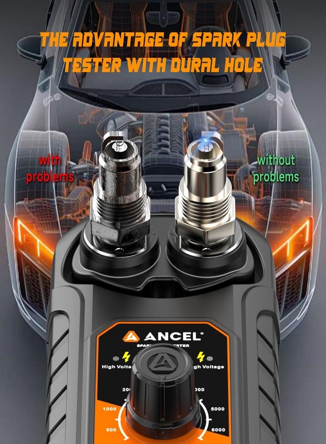 أنسيل (مُحسّن SP02) جهاز اختبار شمعات الإشعال ANCEL SP21، أداة اختبار شمعات الإشعال ذات الفتحتين، جهاز اختبار إشعال محرك السيارة والدراجة النارية من 0 إلى 6000 دورة في الدقيقة، مقبس اختبار شرارة بتصميم مقاوم للخطأ - Image 2